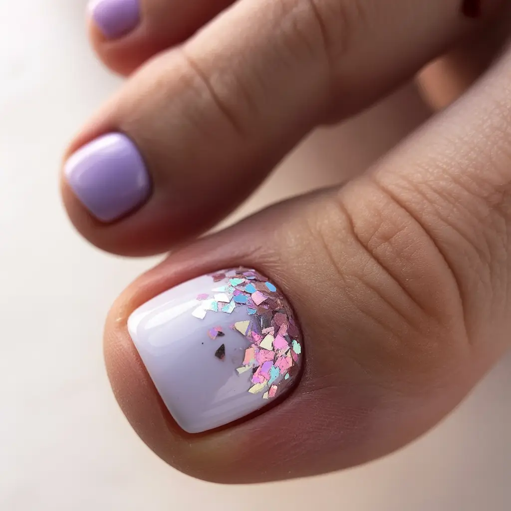 Cute Toe Nails Winter 2025-2026 Lilac Ice Dust