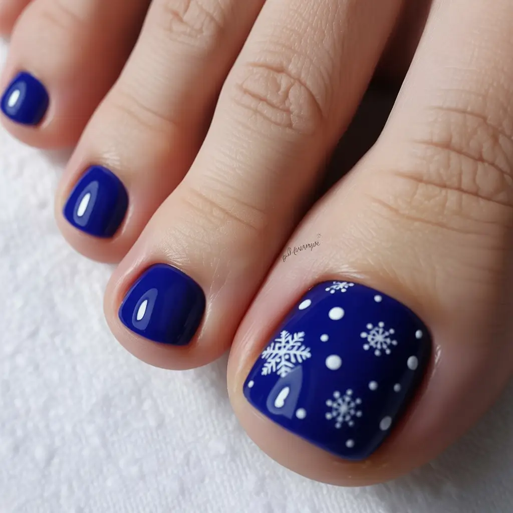 Cute Toe Nails Winter 2025-2026 Snowflake Symphony