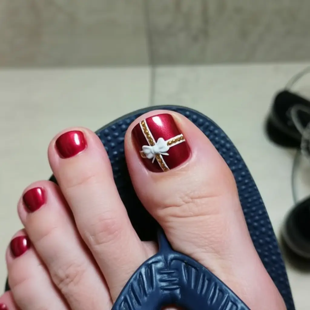 Cute Toe Nails Winter 2025-2026 Gift-Wrapped Glamour