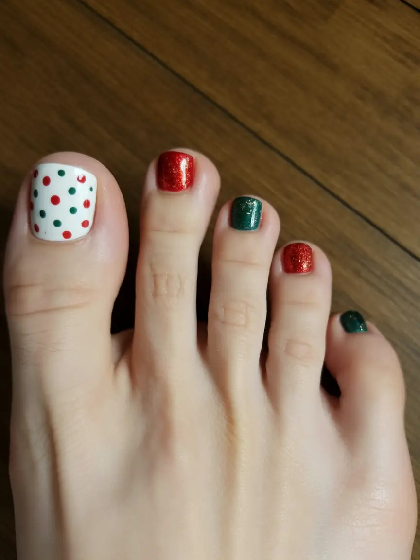 Cute Toe Nails Winter 2025-2026 Playful Holiday Confetti