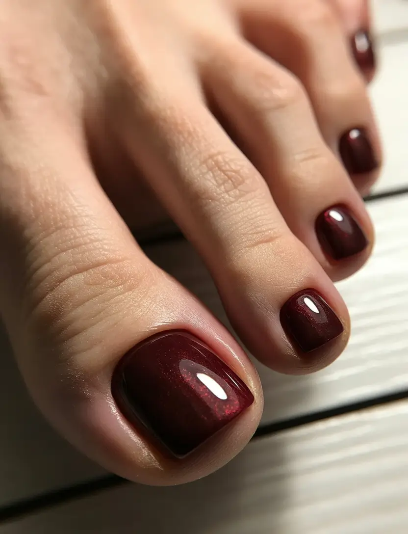 Cute Toe Nails Winter 2025-2026 Deep Wine Velvet