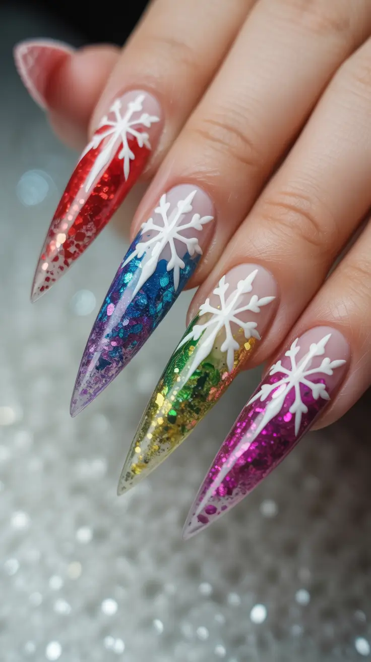 cute winter nails ideas 2025-2026 Rainbow Frost