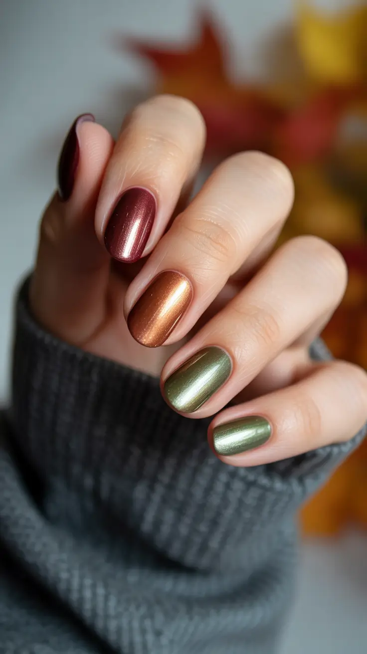 cute winter nails ideas 2025-2026 Cozy Metallics