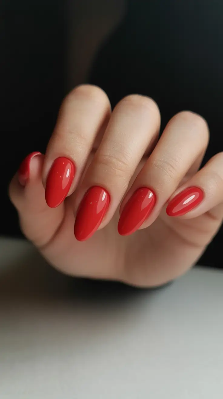 winter almond nails ideas red Classic Scarlet Confidence