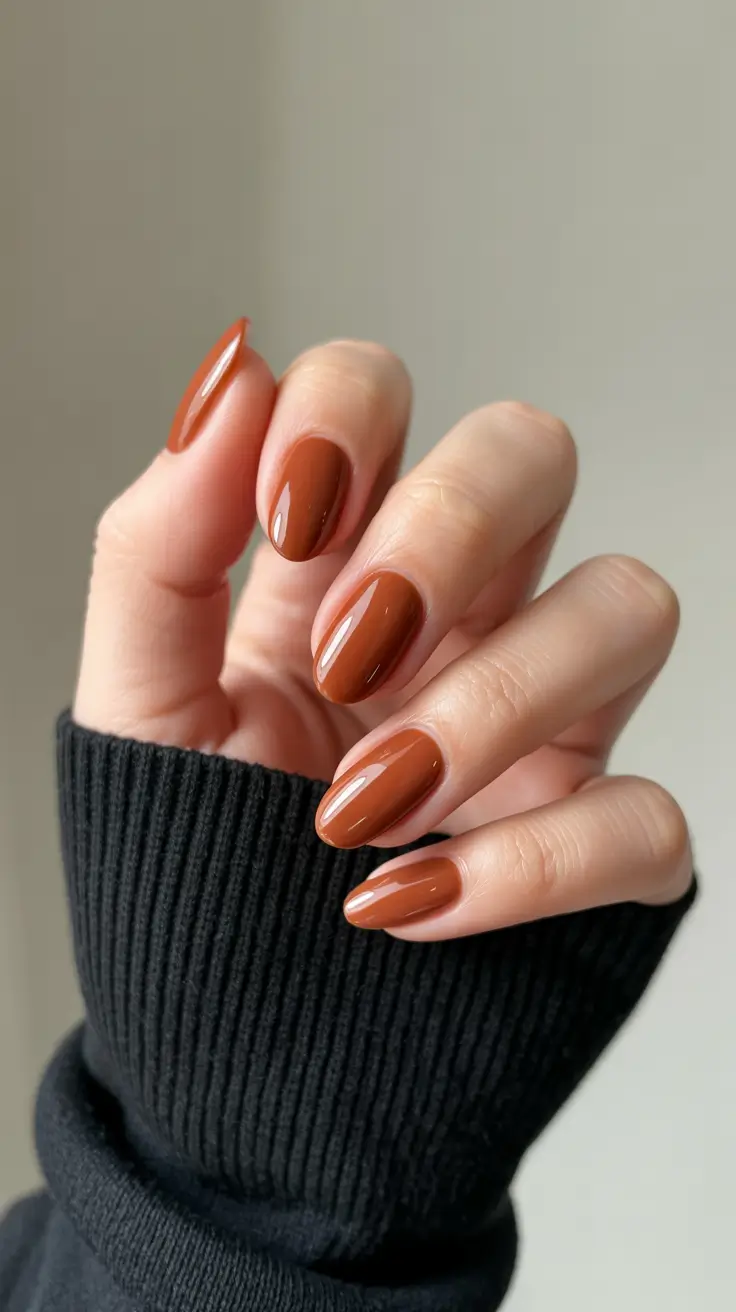 winter almond nails ideas brown Caramel Comfort