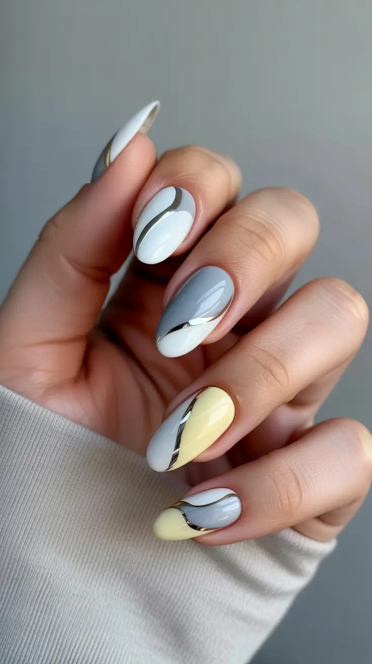 winter almond nails ideas white Frostline Harmony
