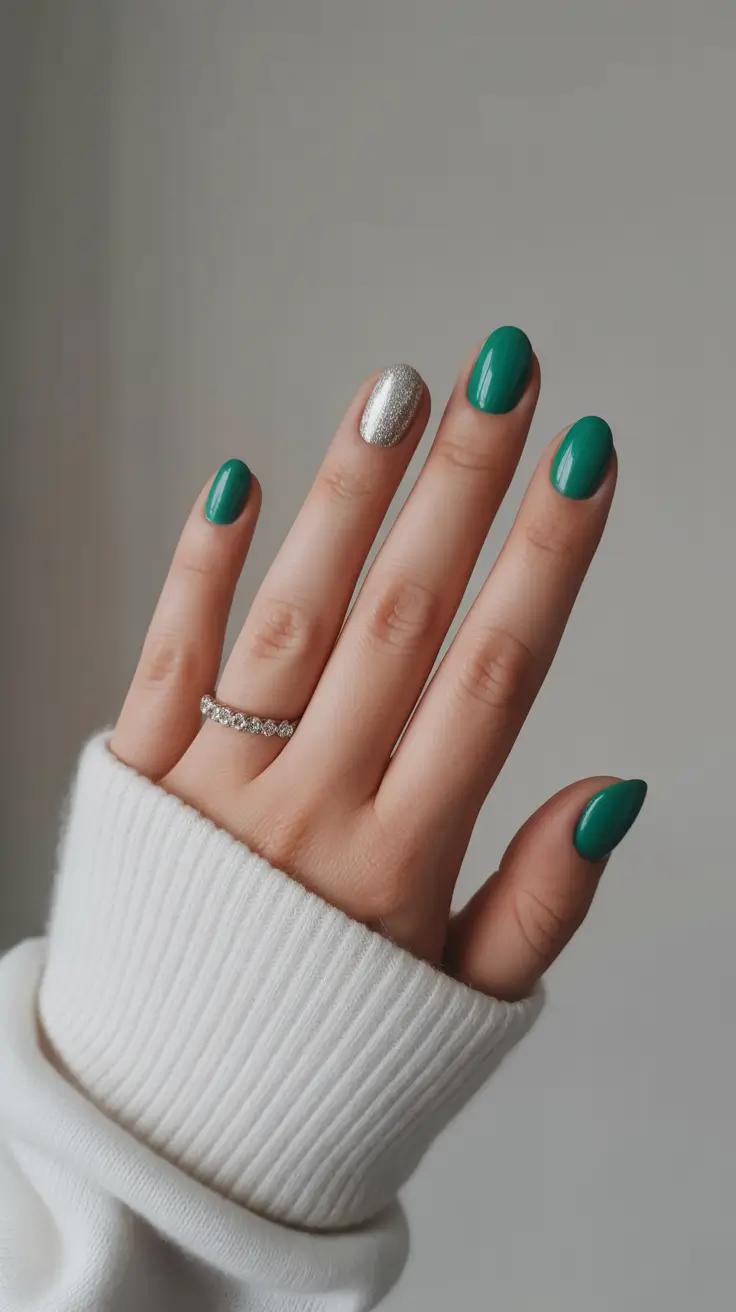 green winter nails ideas 2025 2026 Mint Frost Minimalism