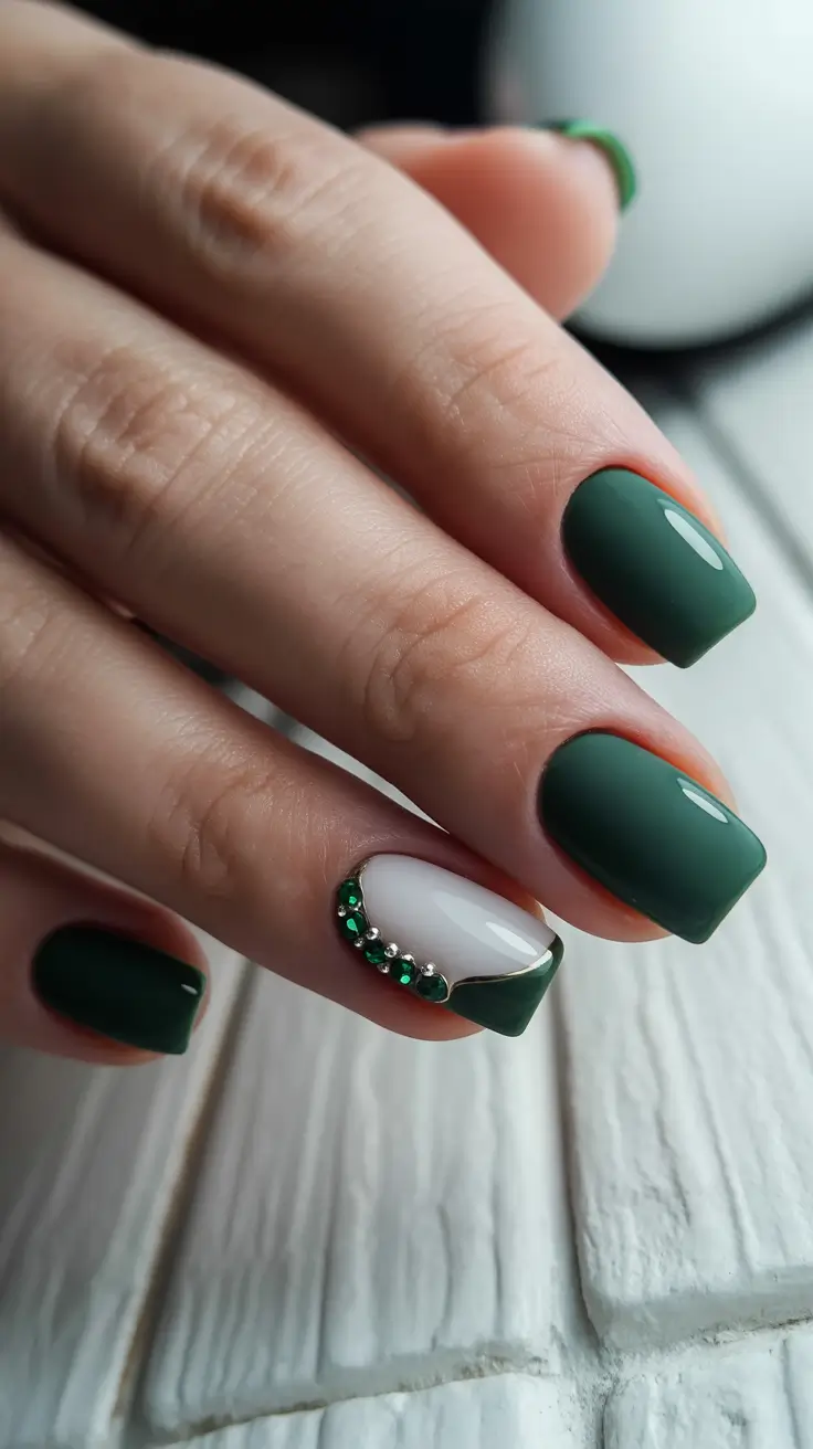 green winter nails ideas 2025 2026 Emerald Edge Glam