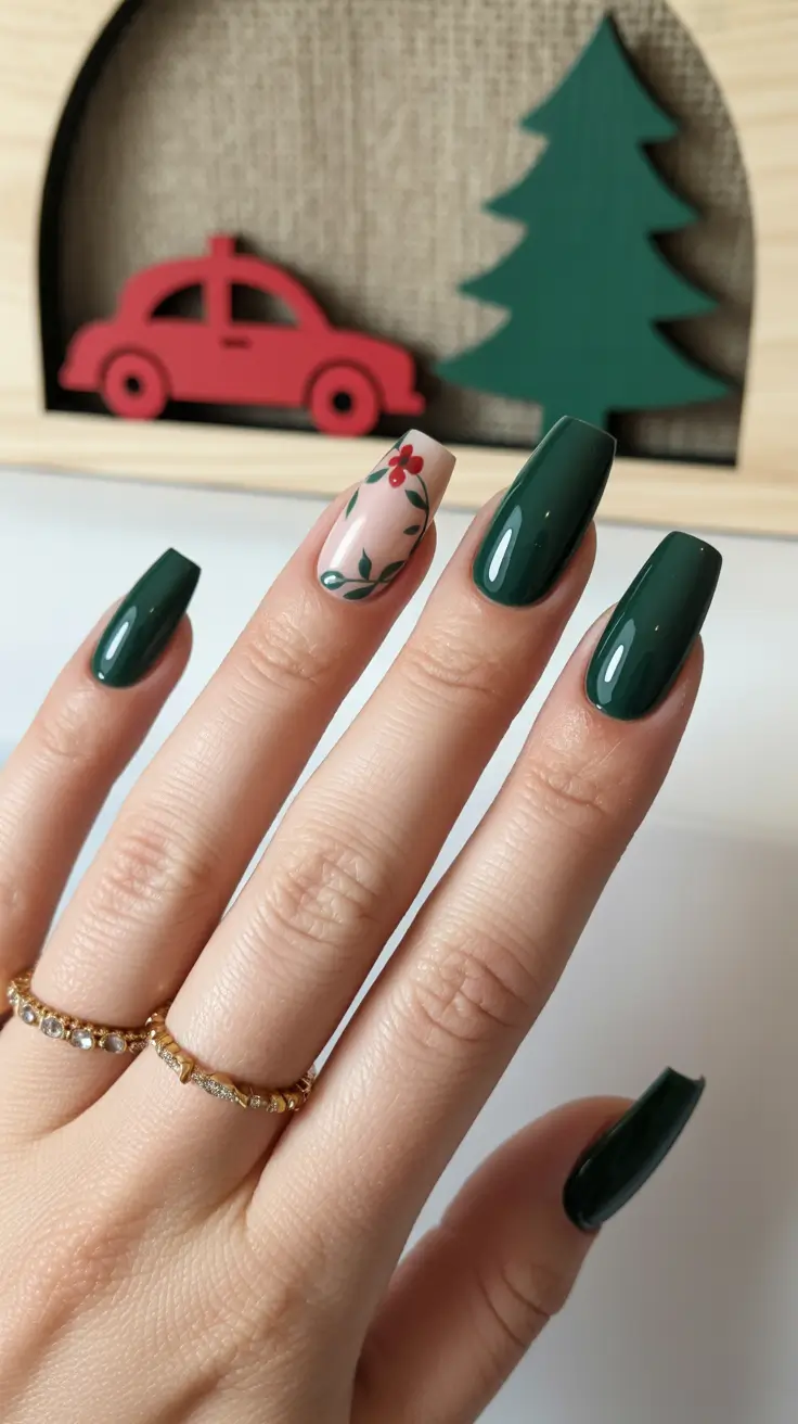 green winter nails ideas 2025 2026 Holly Leaf Chic