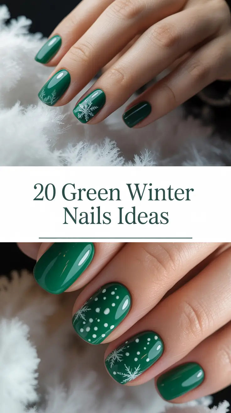 Green Winter Nails Ideas 2025–2026: Elegant Emerald, Olive & Sage Designs for the Cold Season
