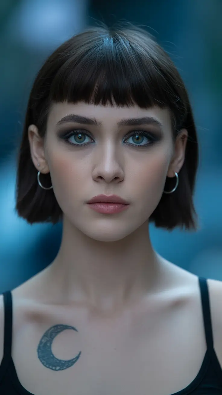 Hair Color Highlights Winter 2025-2026 Edgy Short Bob with Micro Bangs