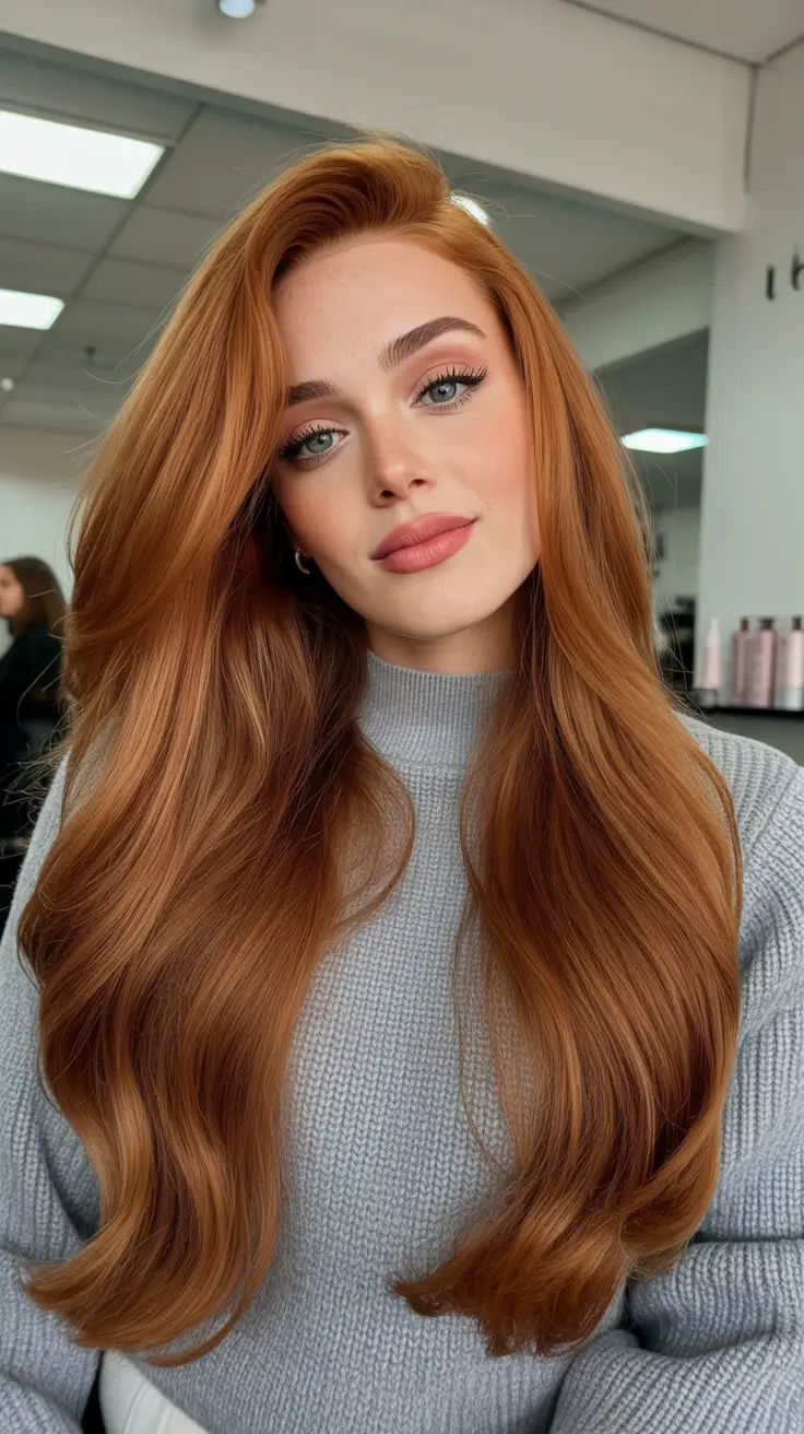 Hair Color Highlights Winter 2025-2026 Golden Auburn Elegance