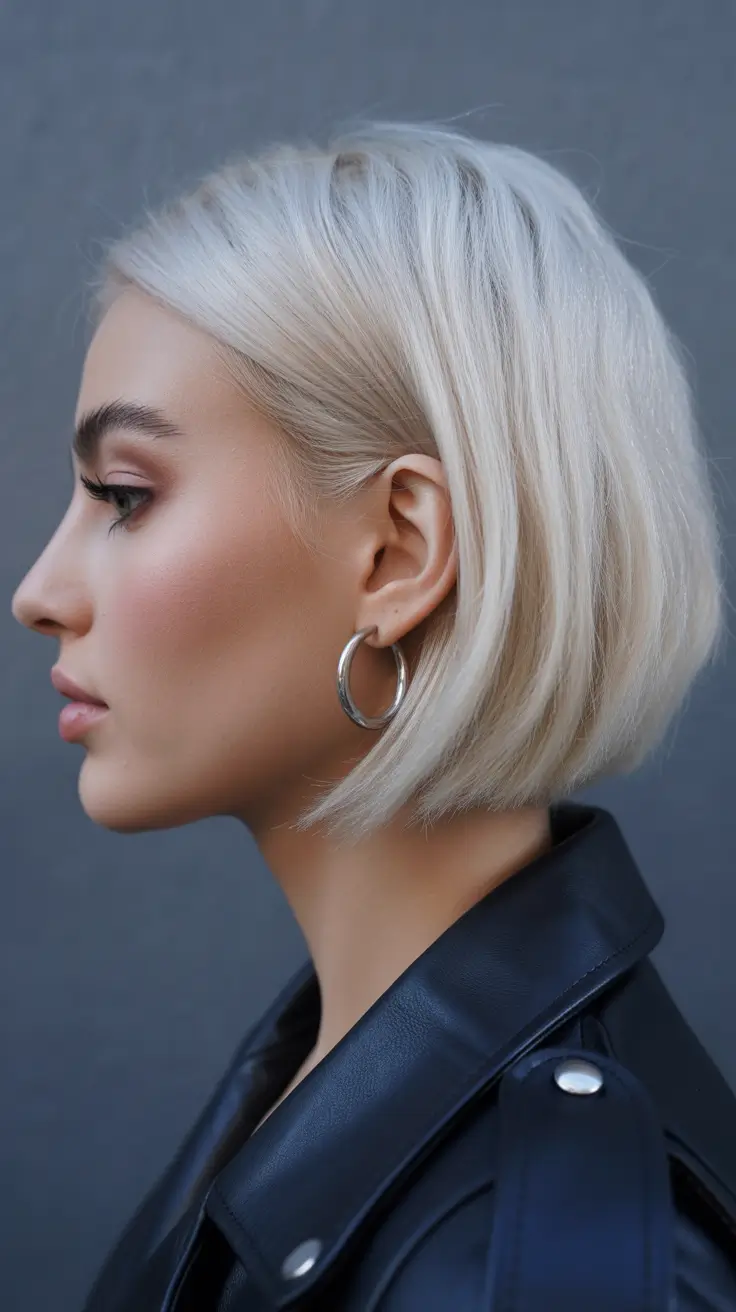 Hair Color Highlights Winter 2025-2026 Snowy Platinum Bob
