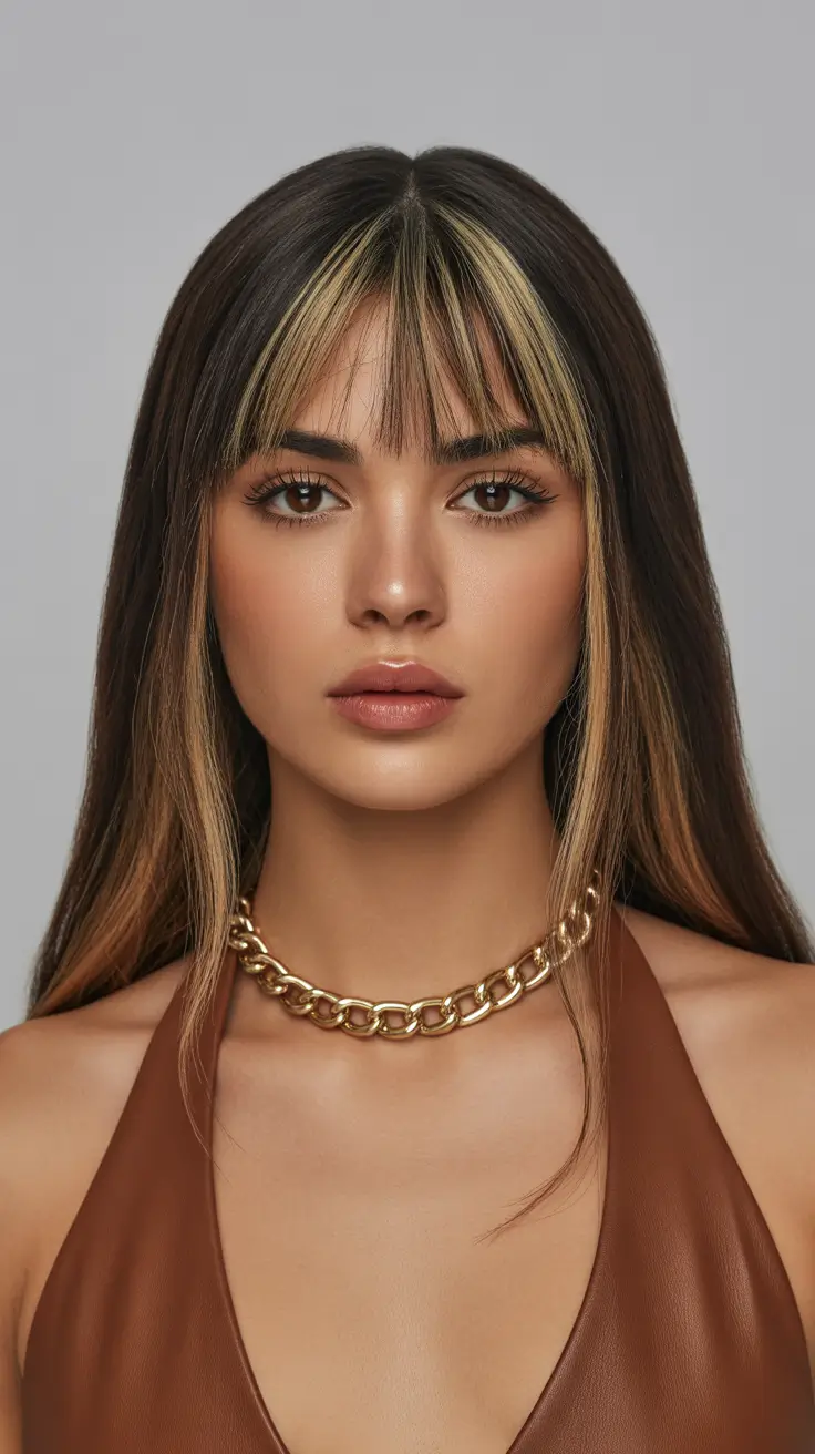 Hair Color Highlights Winter 2025-2026 Face-Framing Blonde Streaks