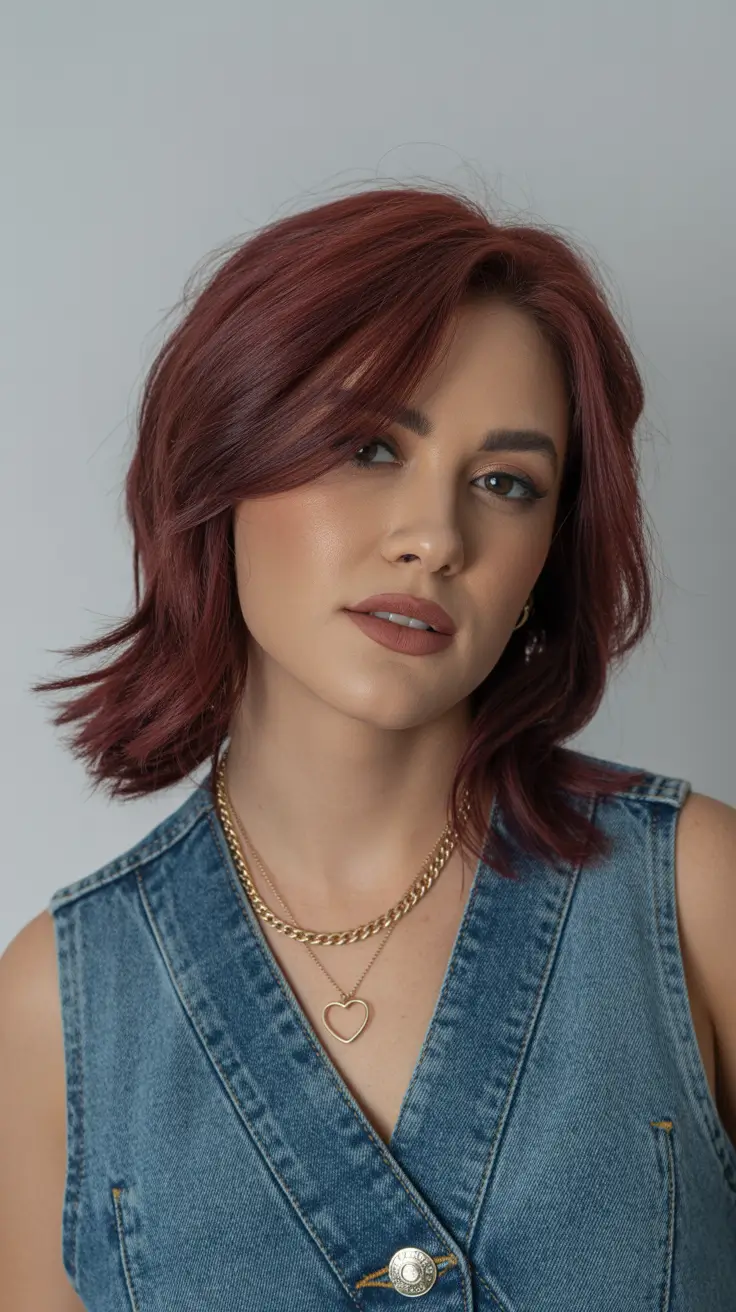 Hair Color Highlights Winter 2025-2026 Mulberry Red Layers