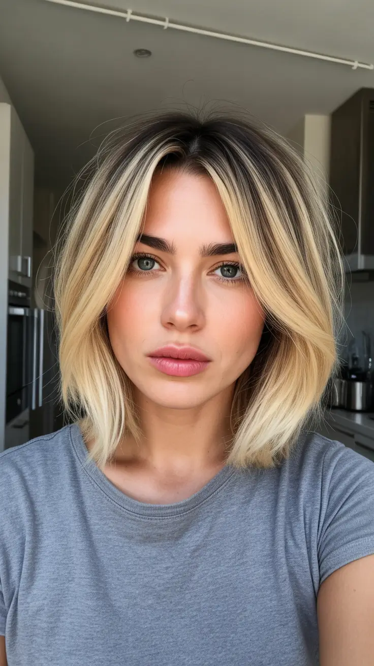 Hair Color Highlights Winter 2025-2026 Chunky Blonde Contrast Bob