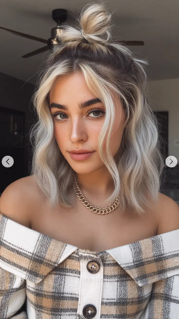 Hair Color Trends Winter 2025-2026 Frosted Blonde Lob