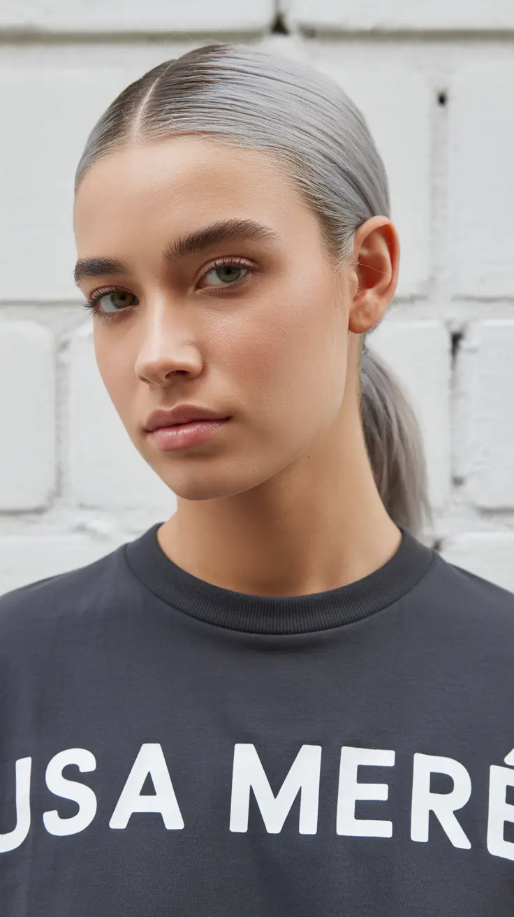 Hair Color Trends Winter 2025-2026 Metallic Silver Ponytail