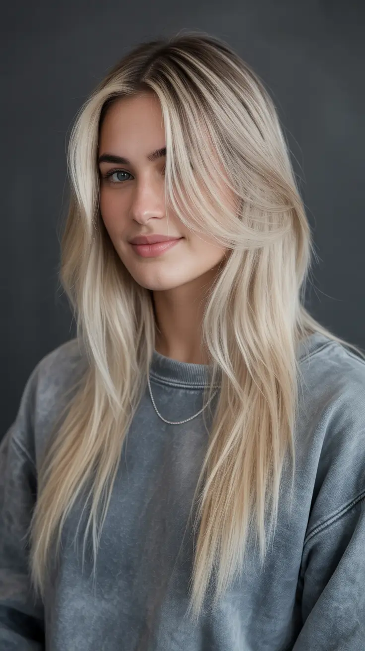 Hair Color Trends Winter 2025-2026 Soft Layered Blonde Curtain Bangs