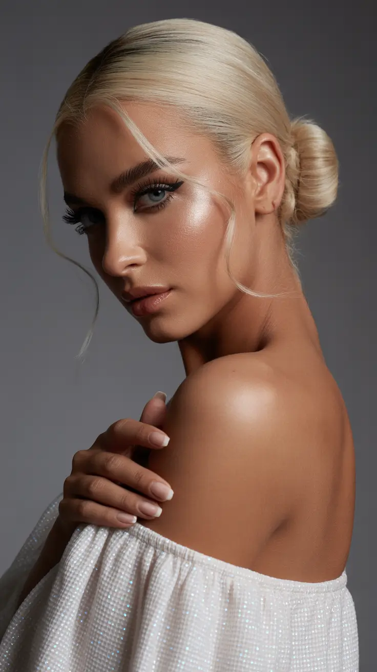 Hair Color Trends Winter 2025-2026 Platinum Sleek Bun