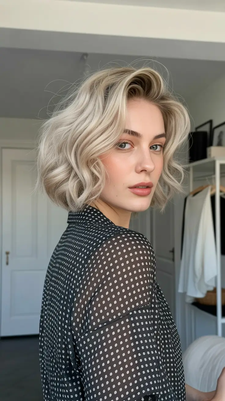soft winter hair colors Frosted Platinum Bob With Soft Curls