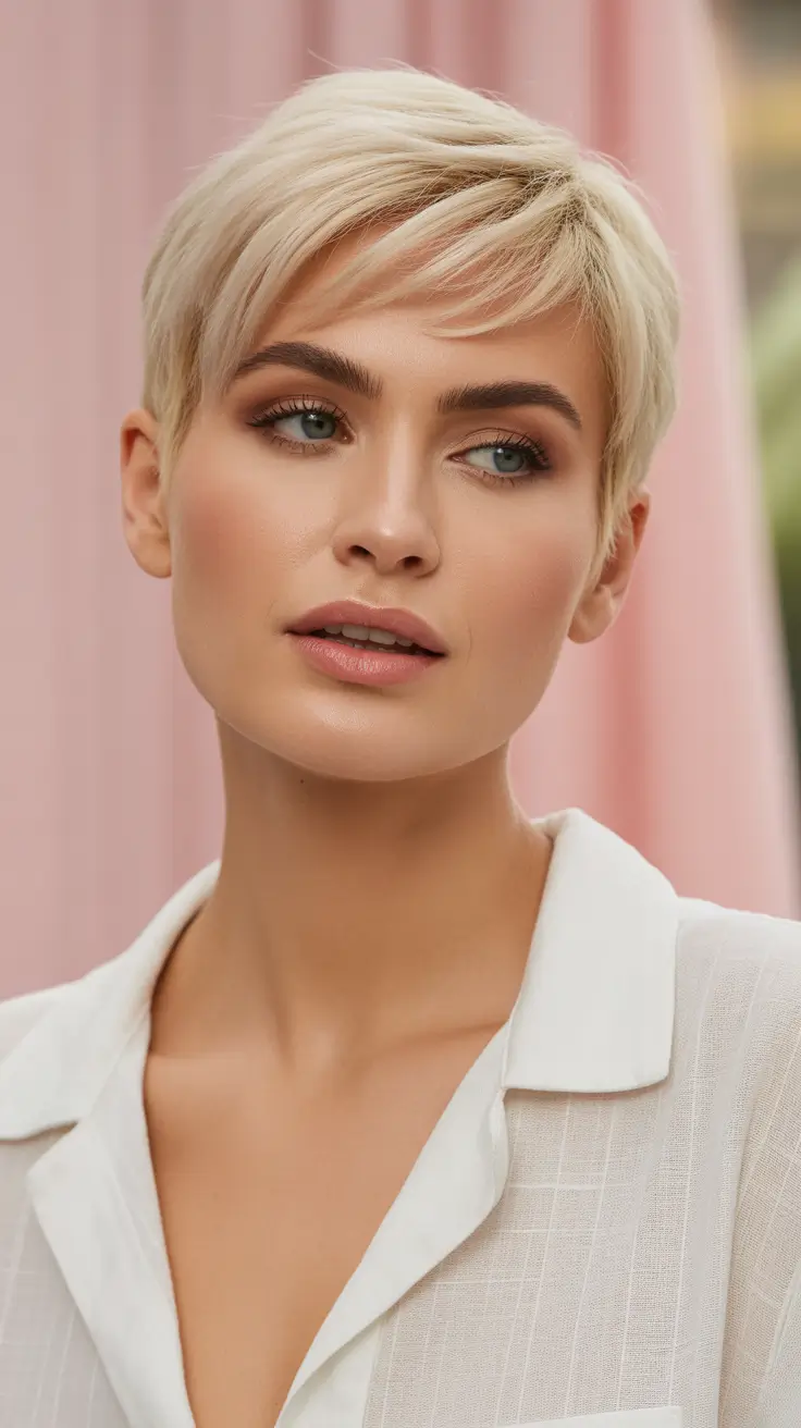 soft winter hair colors Soft Platinum Pixie