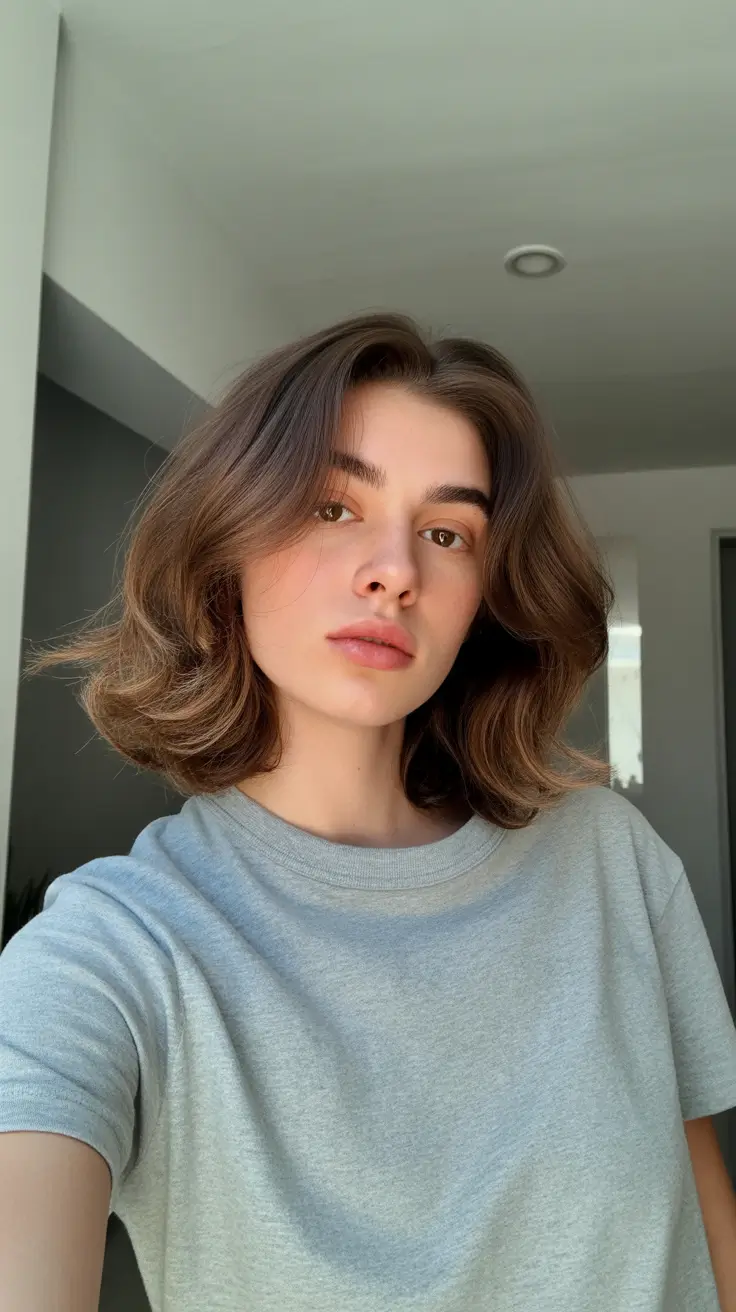 hair colors for soft winter ideas 2025-2026 Soft Chestnut Bob With Gentle Volume