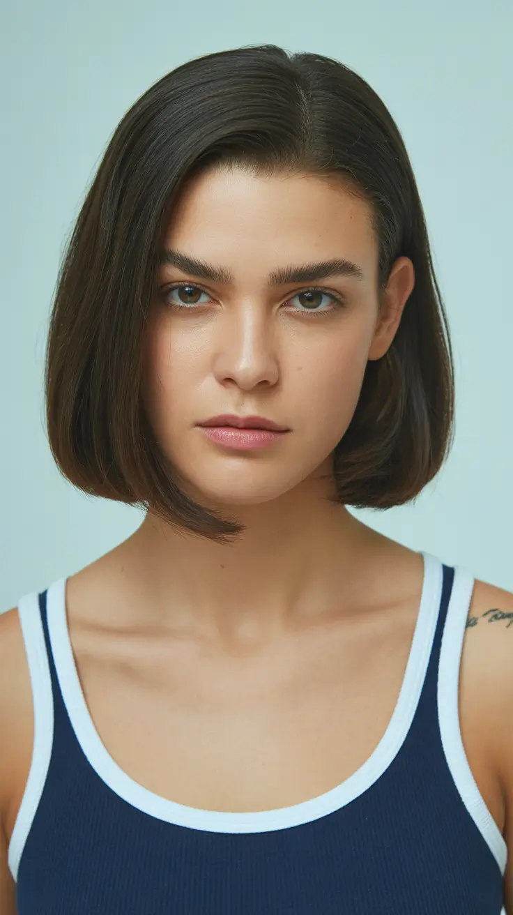 short-winter-haircuts-2025-2026-Chocolate-Precision-Bob