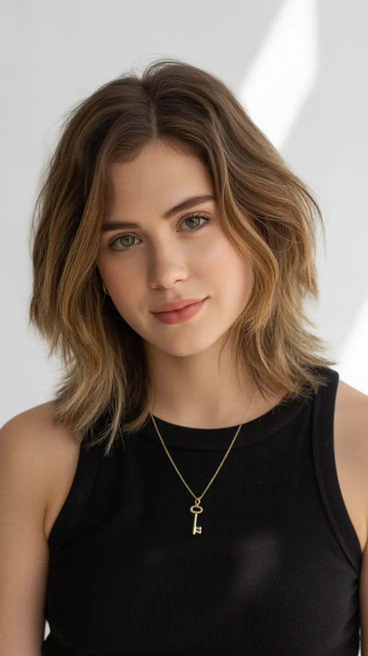 Medium Winter Haircuts 2025-2026 Textured Medium Cut with Subtle Waves