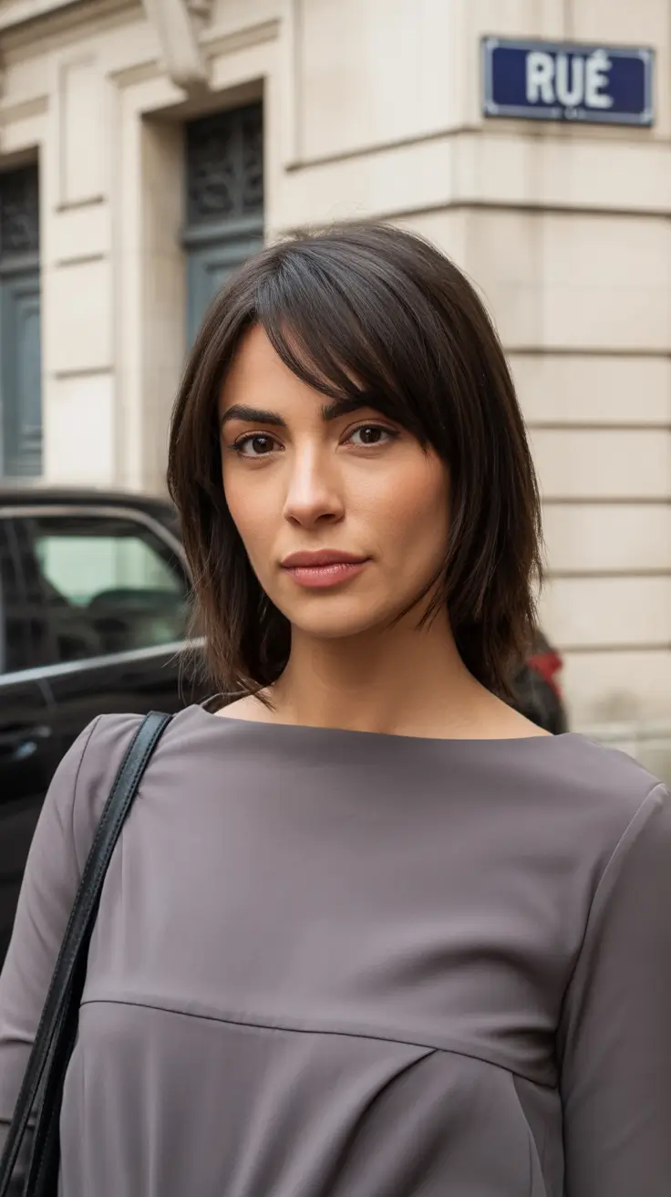 Medium Winter Haircuts 2025-2026 Parisian-Inspired Brunette Bob