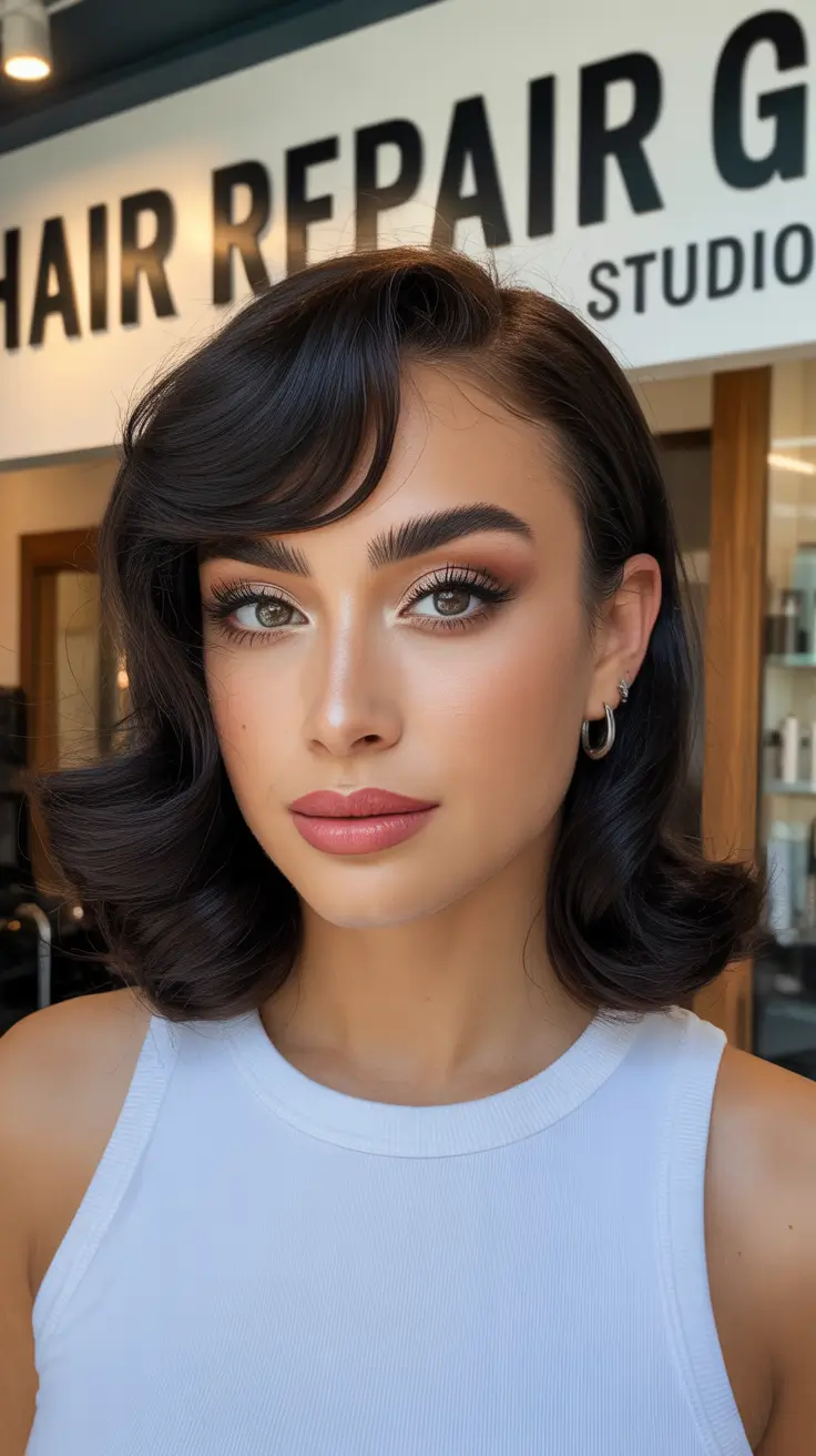 Medium Winter Haircuts 2025-2026 Retro Waves with Polished Volume