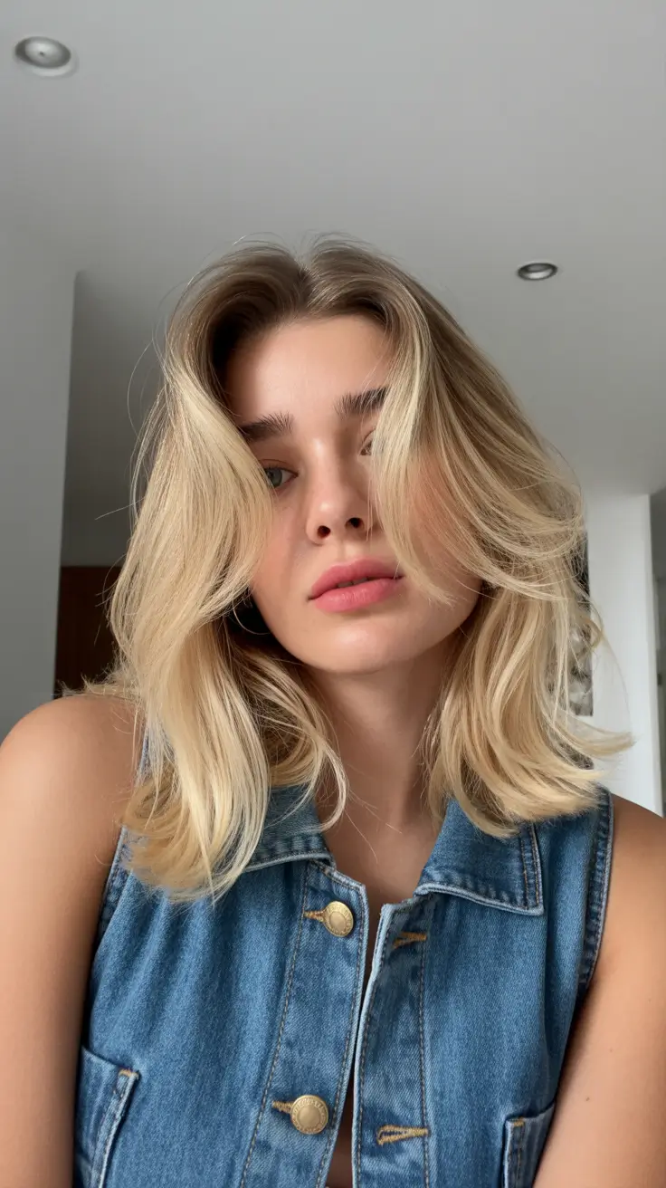 Medium Winter Haircuts 2025-2026 Effortless Blonde Medium Cut