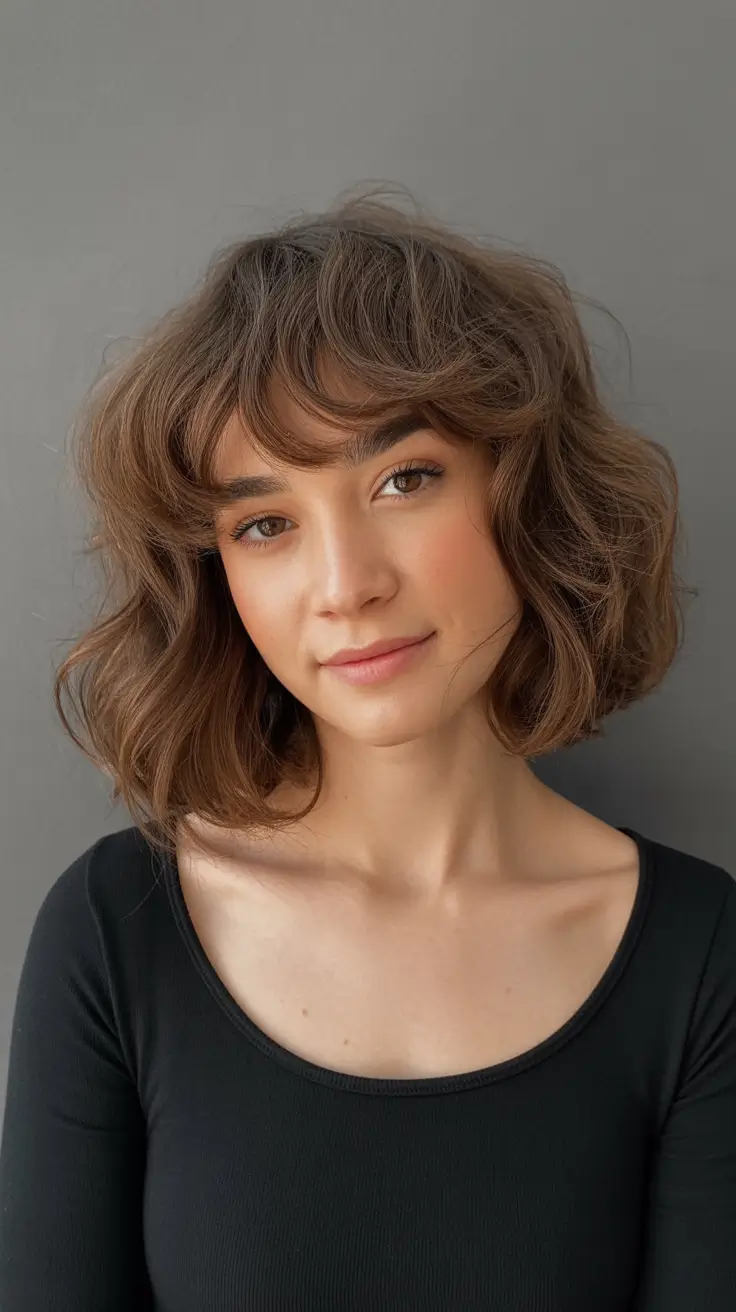 Medium Winter Haircuts 2025-2026 Soft Bob with Wispy Bangs