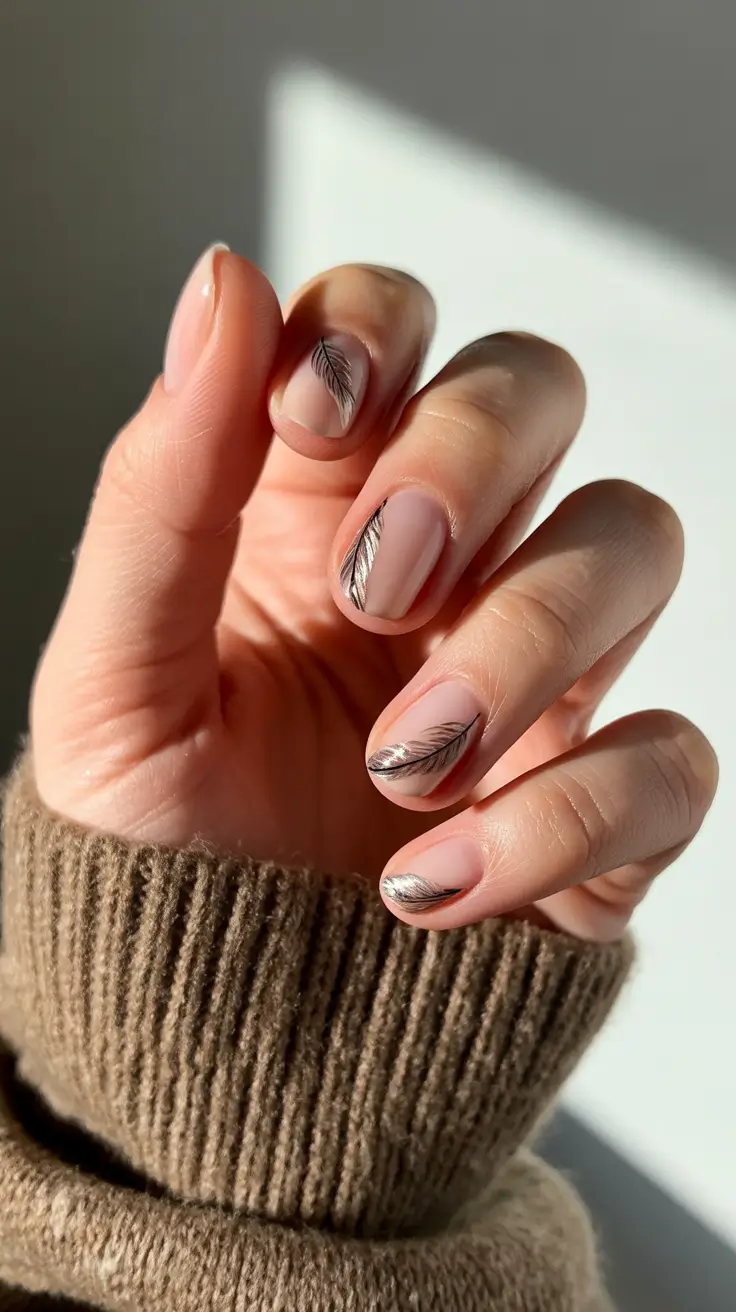 winter acrylic nails short Featherlight Minimalism