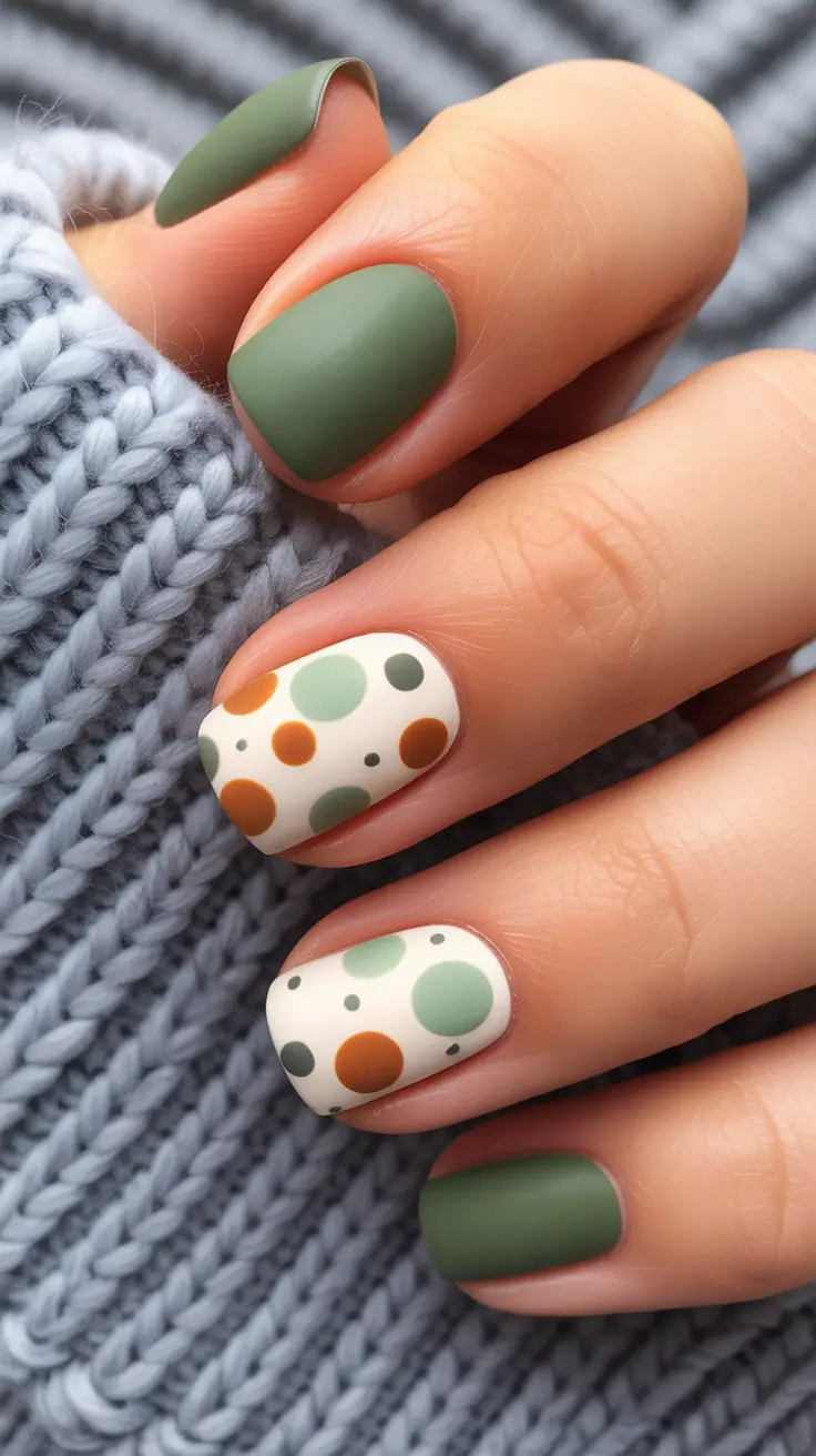 winter acrylic nails designs Frosted Forest Dots