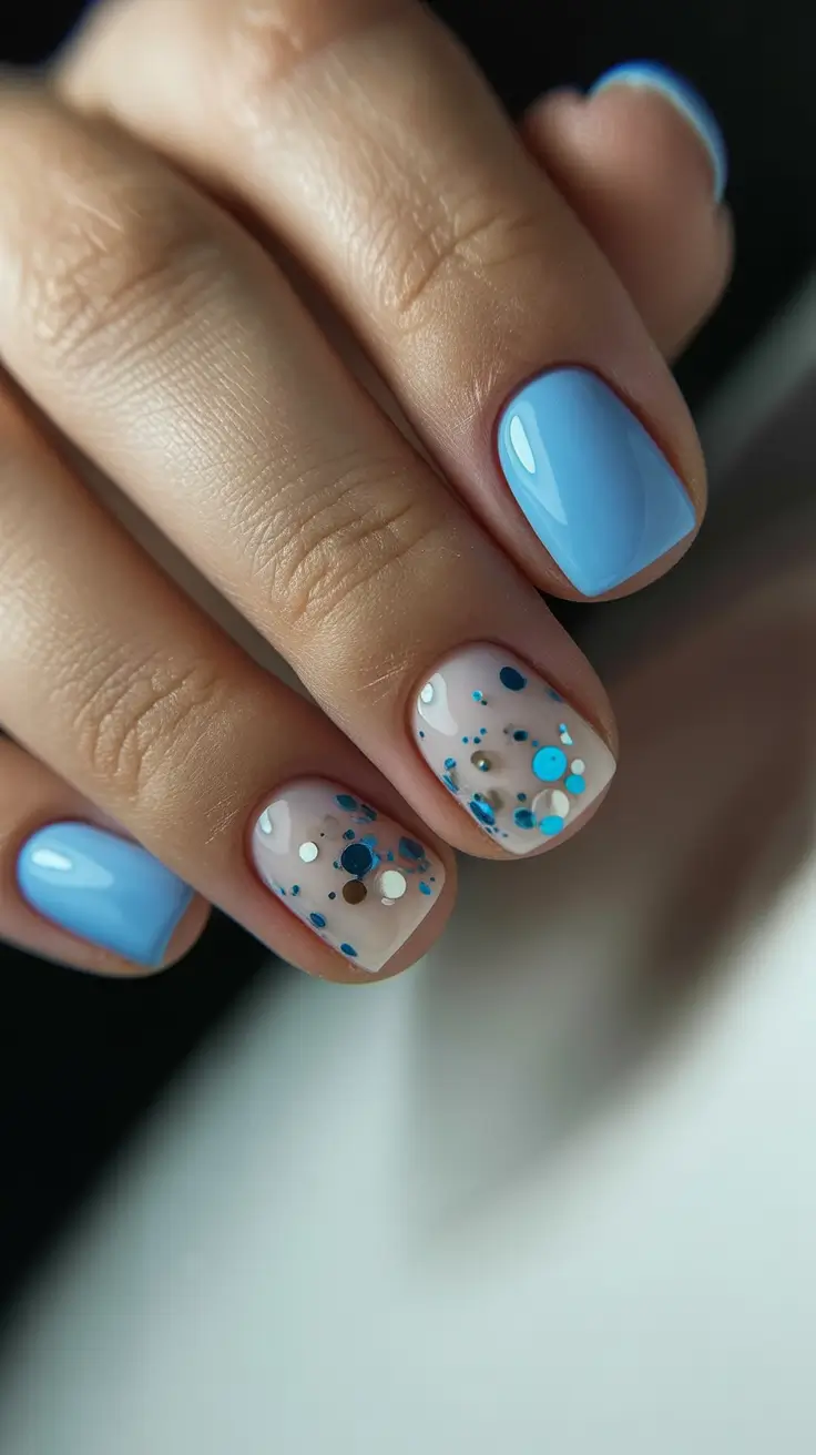 winter acrylic nails blue Blue Confetti Chill