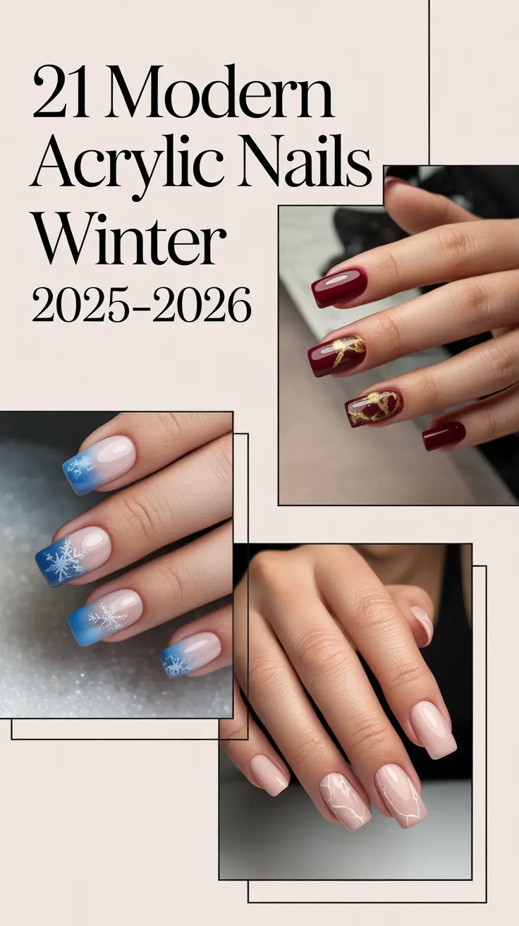 Modern Acrylic Nails Winter 2025–2026: Cute French Tips, Almond Shapes & Cozy Design Ideas