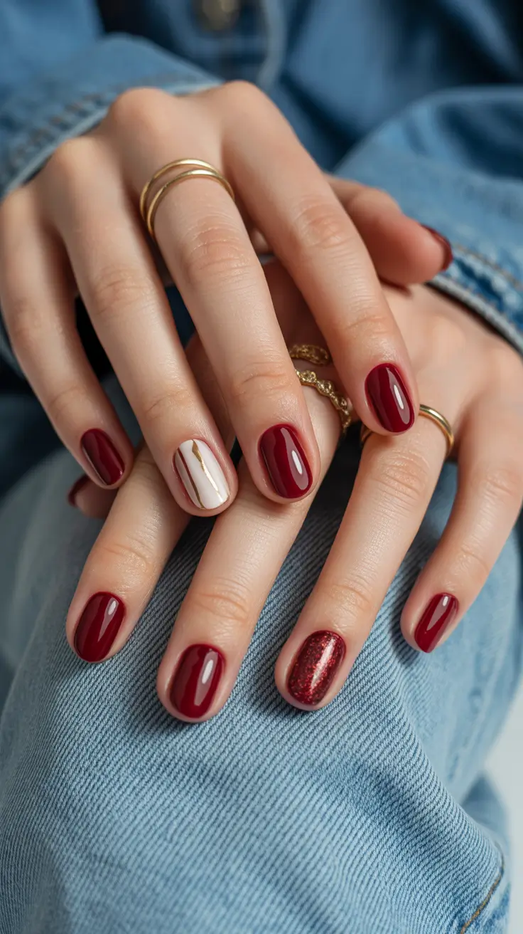 Modern Burgundy Nails Colors Winter 2025-2026 Modern Marble and Wine Elegance