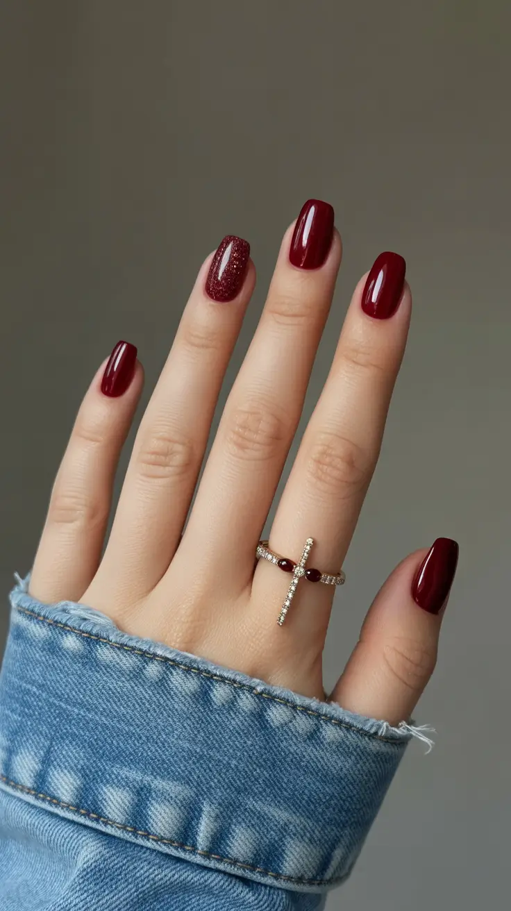 Modern Burgundy Nails Colors Winter 2025-2026 Everyday Burgundy with a Hint of Shine