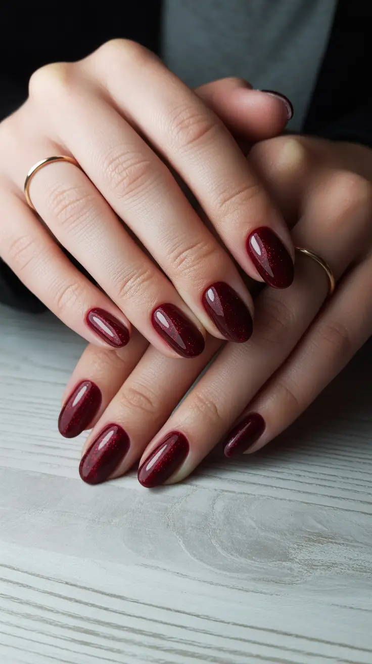 Modern Burgundy Nails Colors Winter 2025-2026 Classic Elegance in Wine-Red Glow