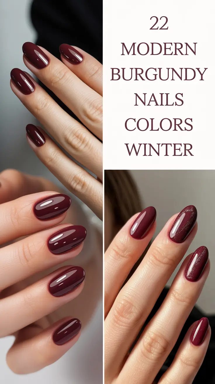 Modern Burgundy Nails Colors Winter 2025–2026: Dark Ideas for Elegant Winter Looks