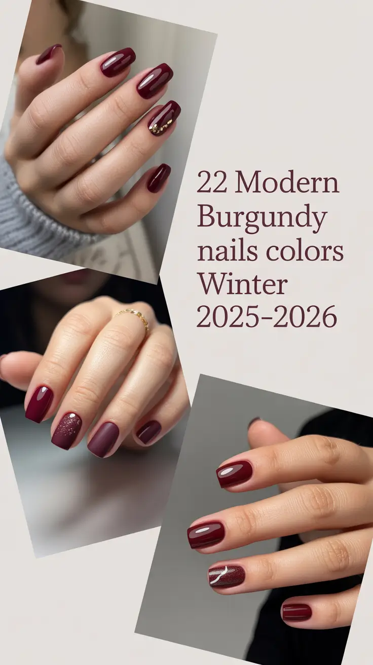 Modern Burgundy Nails Colors Winter 2025–2026: Dark Ideas for Elegant Winter Looks