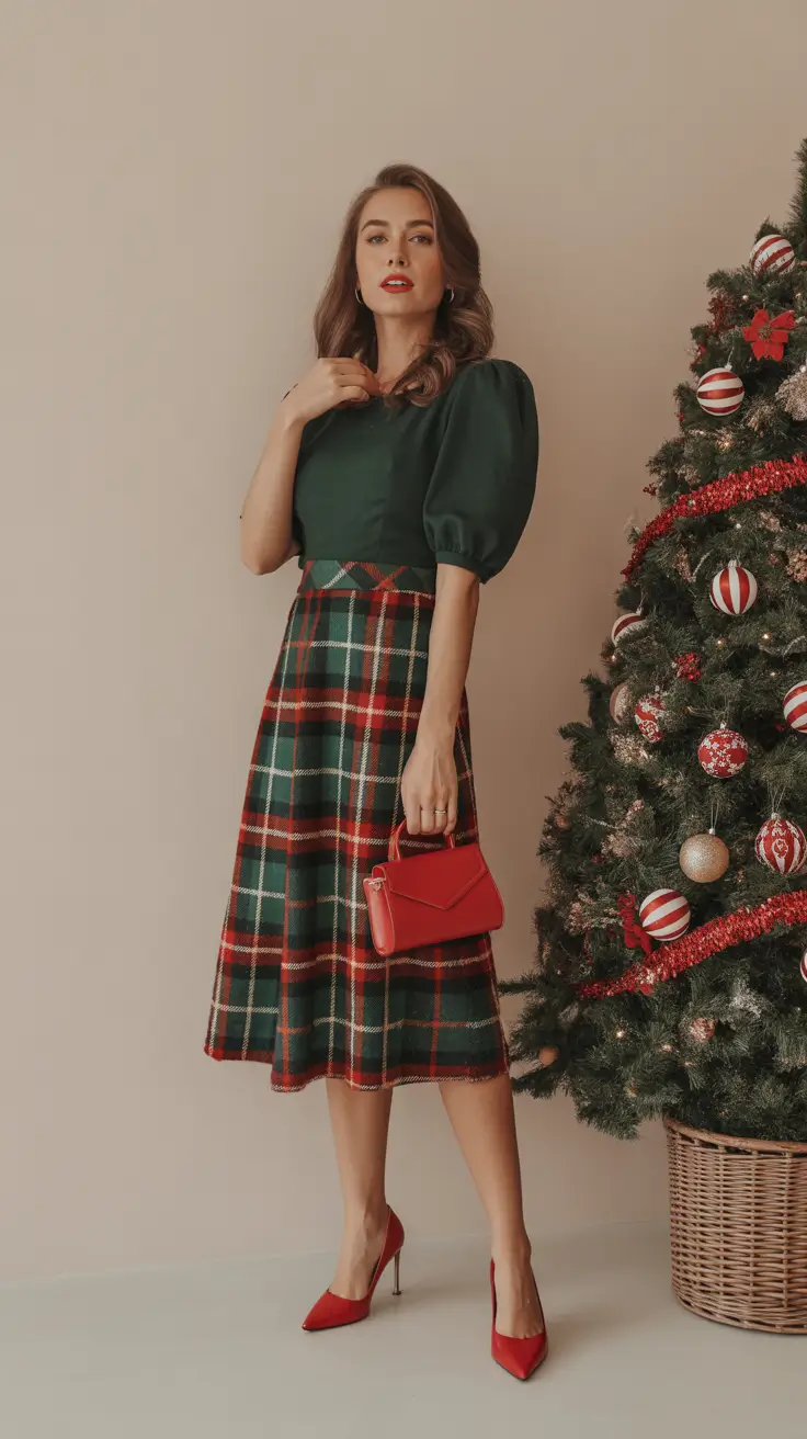 Modern Christmas Outfits 2025 Classic Plaid Grace