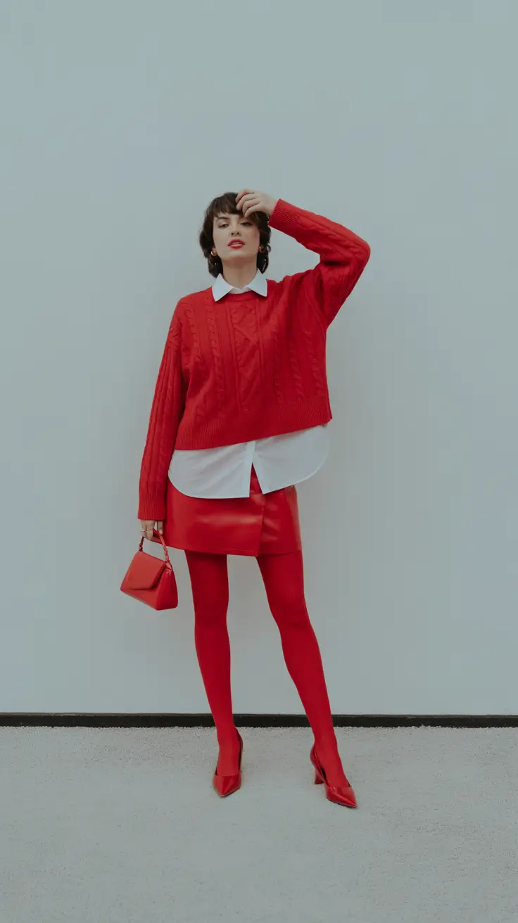 Modern Christmas Outfits 2025 Monochrome Power Red