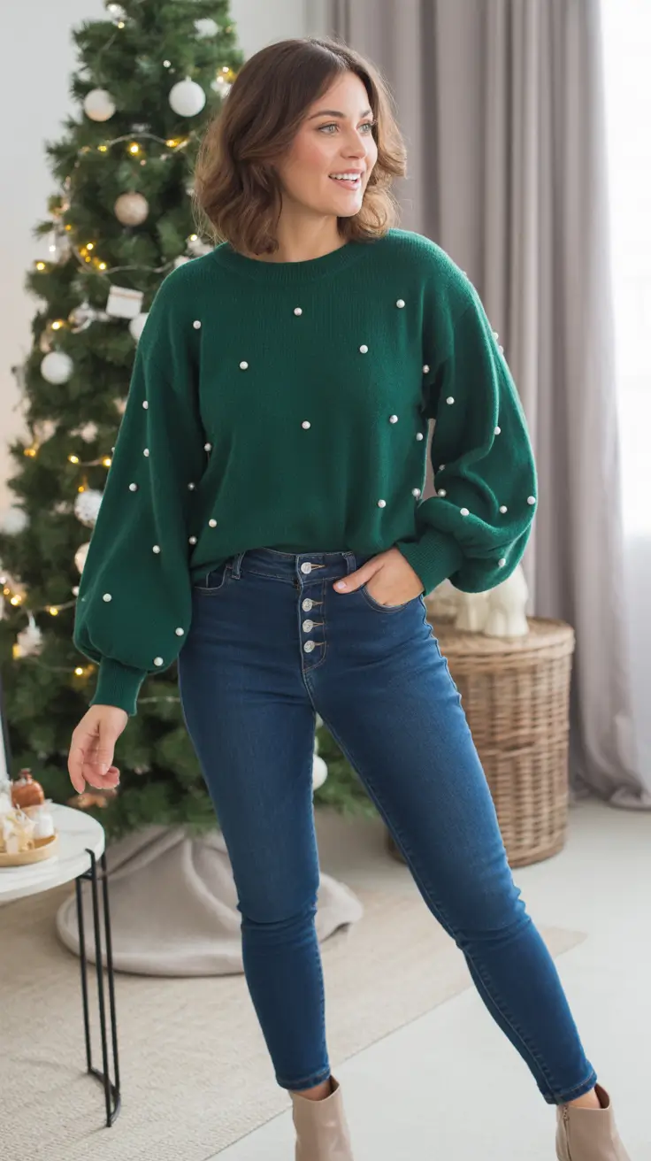 Modern Christmas Outfits 2025 Emerald Pearl Dream