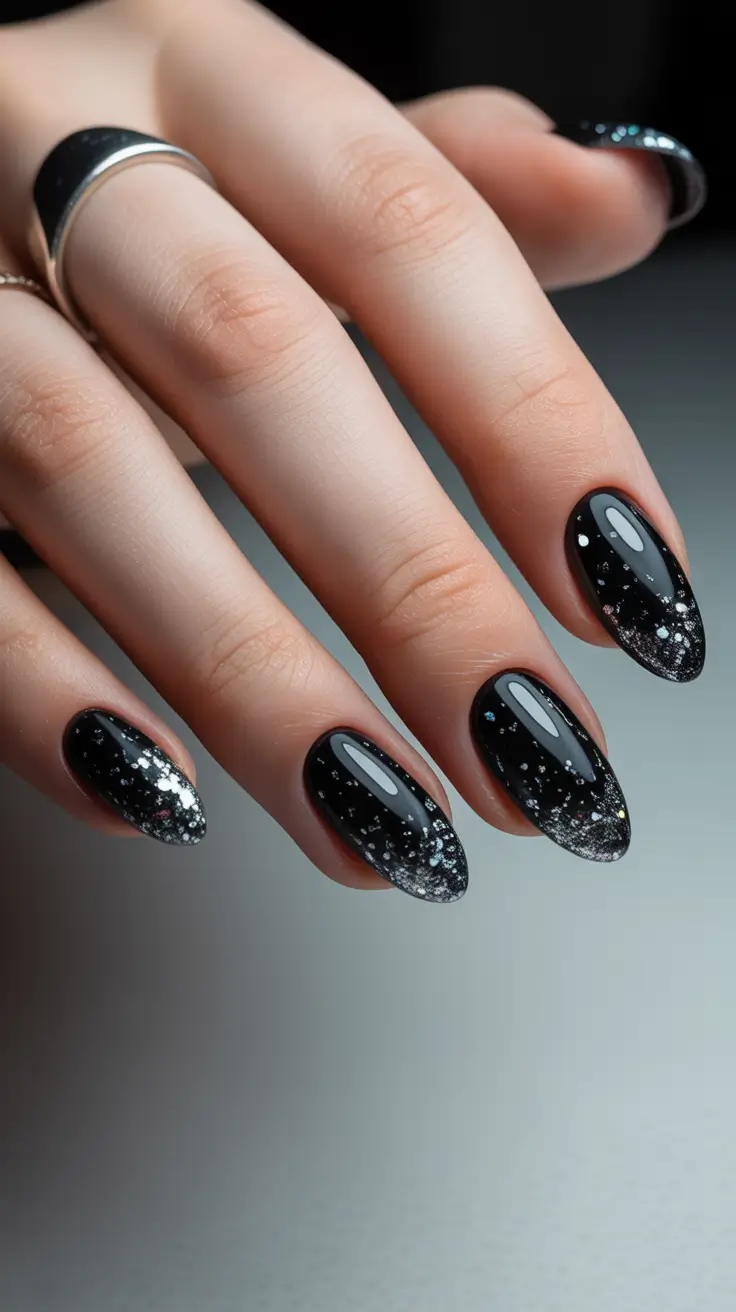 dark winter nails designs Starry Midnight
