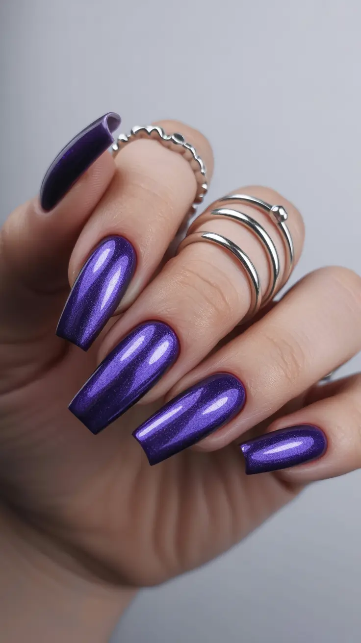dark winter nails acrylic Violet Chrome Power