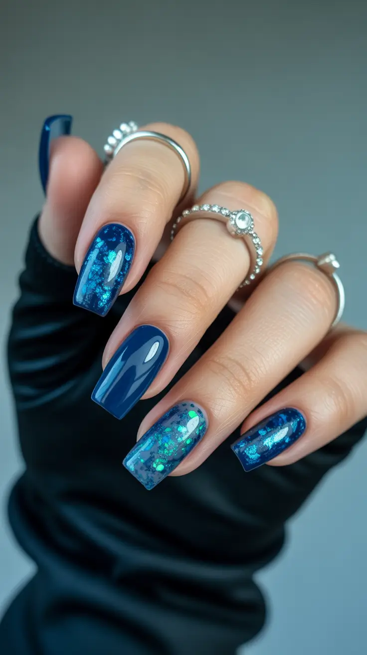 dark winter nails designs Ocean Galaxy
