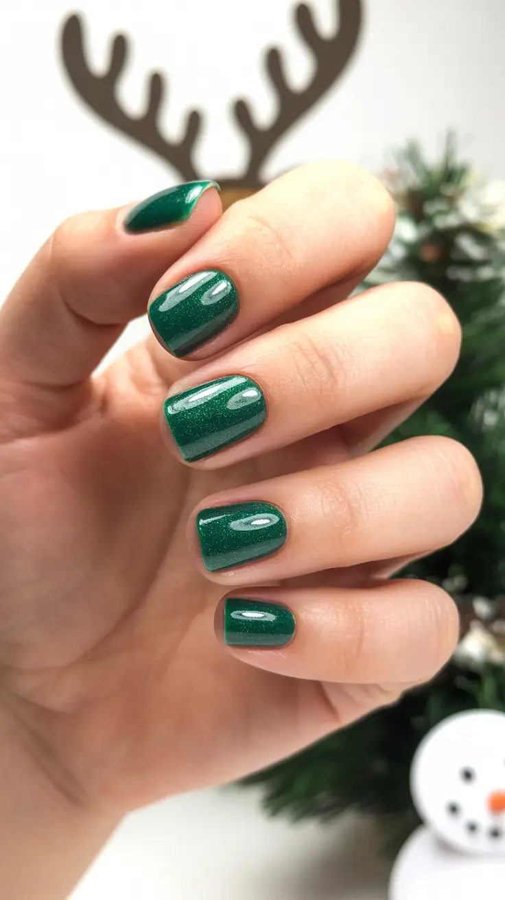 dark winter nails short Emerald Frost Magic