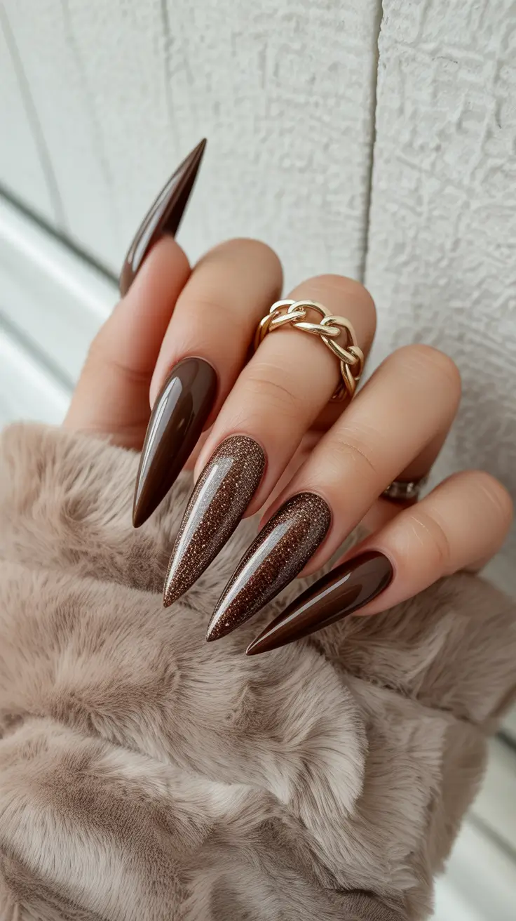 dark winter nails acrylic Mocha Luxe Drama